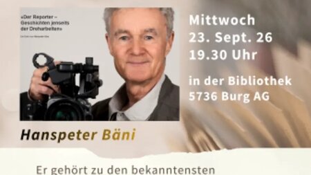 Audiovisuelle Lesung mit Hanspeter Bäni, mit seinem Bestseller "Der Reporter" | © Bibliothek Menziken und Burg